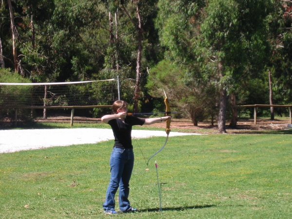 Rachel takes aim at Karri Valley. This was a gorgeous place with lots of fun things to do. 