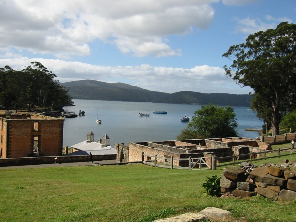 Looking out over a peaceful bay.
These are the ruins of an old penal colony.