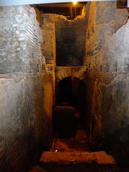 An excavation under a movie theatre - ruins discovered during building works. And yes, the theatre is in daily use. 