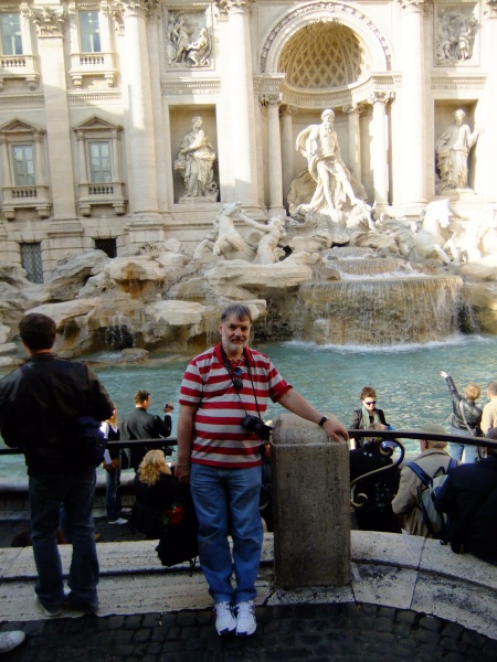 Rob in front of the Trevi Fountain. Such a famous site, but we weren't prepared for the massive size of it! 