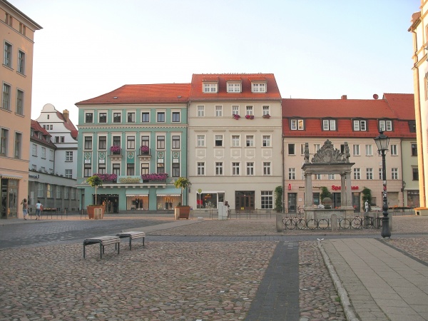 Buildings around the town square.