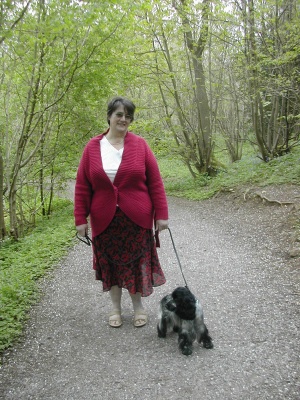 Taking Callie for a waslk in the bluebell woods at Ayesgarth