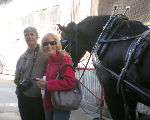 Rob and Kathy and I can't believe I can't remember the name of the horse who pulled our carriage through Charleston's historic district!