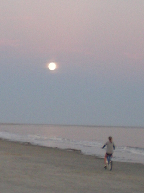 Fellow biker enjoying the moonlight