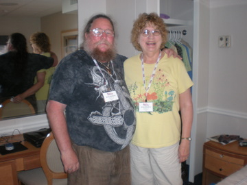 Keith and Lynne in their stateroom on the cruise ship