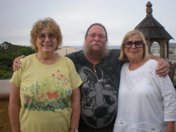 Lynn, Keith and Jane on the terrace at Ocean Lodge on St. Simons Island