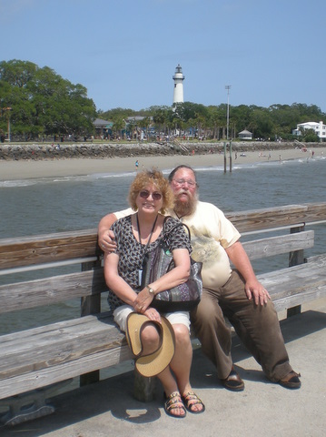 Lynne and Keith on the fishing pier on St. Simons Island