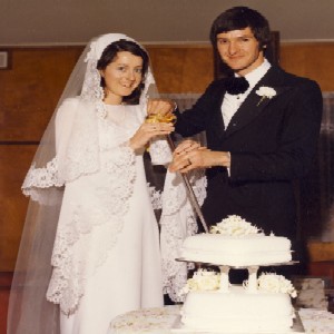 My wedding cake and Dad's sword.