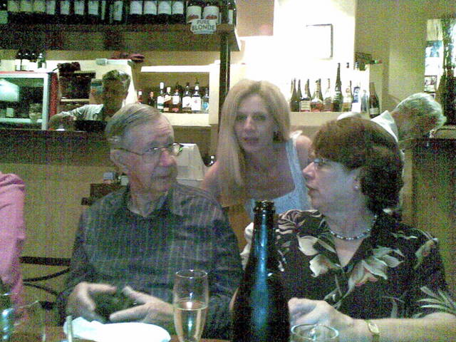 Our guests of honour, Ian from Sydney and his wife, Anne, chatting with Angie. Apologies for the quality, mobile phone camera!