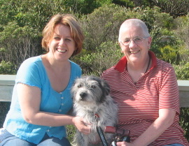 This photo was taken by my youngest daughter, Hannah. She and I went down to Dino's part of Paradise to meet her. This is Dino(R), Merlin in the middle and me.