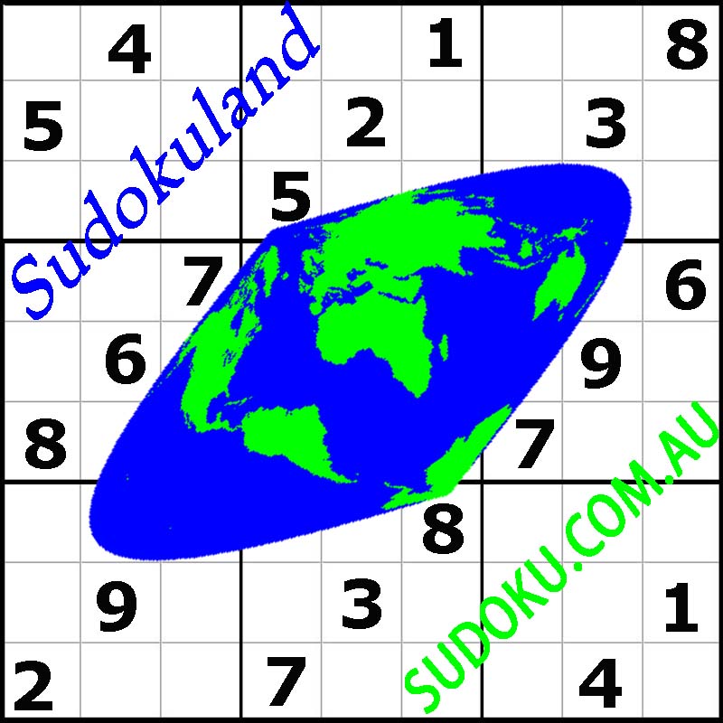 Simple Tilted Sinusiodal Map on 9x9 sudoku board - no avatars/smilies - 3 colors only & 8x8" print