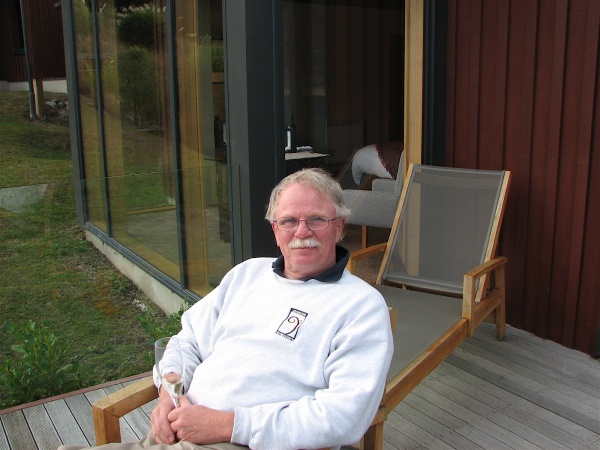 What?  Another birthday?  He just had one in Africa.  This was on the deck of our "villa" in Queenstown.