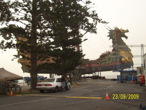 The Narnia ship at Cleveland Point Sep 09 - filming there is currently in progress