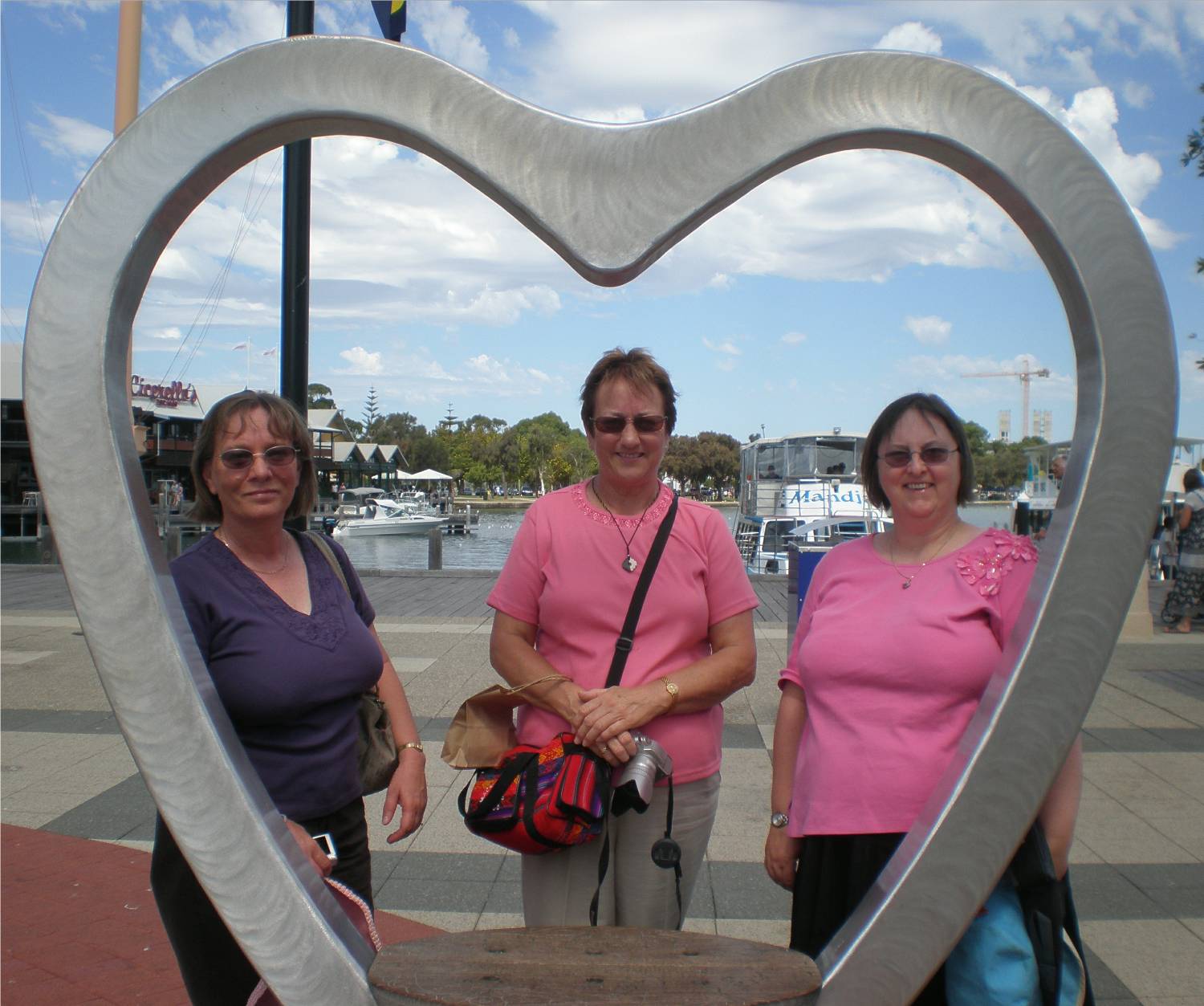 Rolanda, Anne and me in the closer heart sculpture picture.