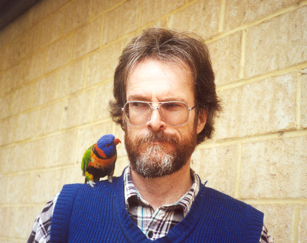 This bird took a liking to my husband's beard at the bird aviary. You could call him pirate Steve?