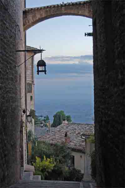 View from hilly Asissi street to the valley below