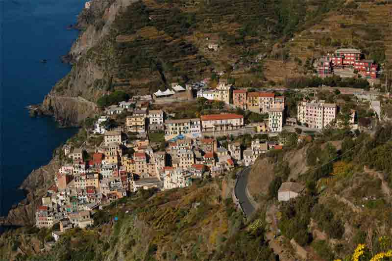 Looking down on the first of the five villages of Cinque Terre