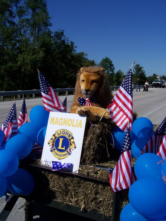 This was the front of the float.  There was also a large Lion's Club emblem on the front of my truck.  We named the lion "Ralph" after one of our founding members who passed away a few months ago.