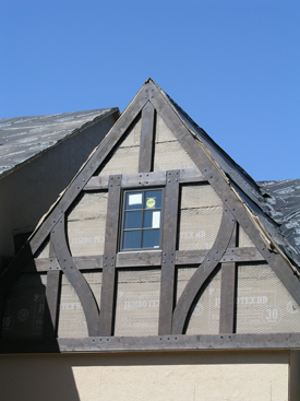 we will infill with the stucco and hopefully it will look fairly authentic.  exept that there are many more gables than what the real english tudors have.  