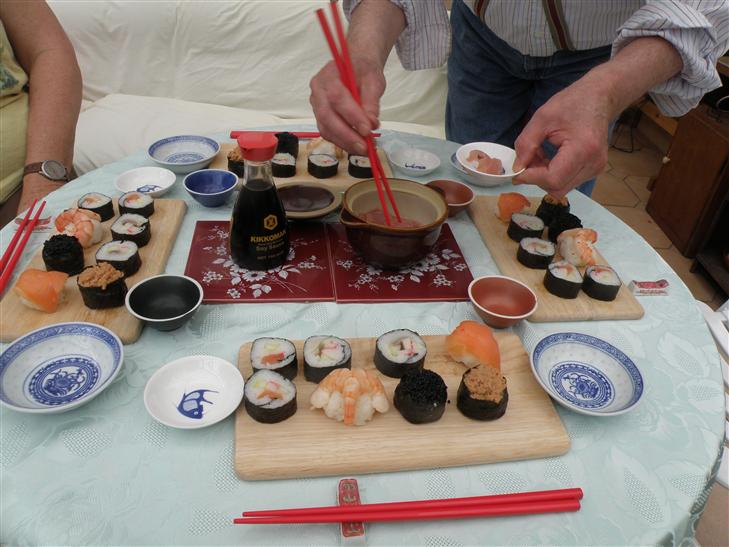 putting the final touches on our Sushi starter. What an amazing first course.