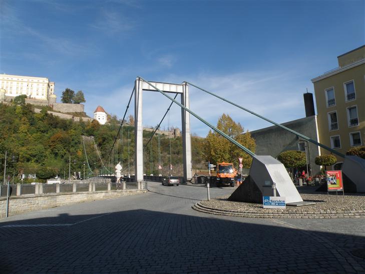 I was fascinated that the traditional tower was used on one side to support the cables, while on the other end, the cables are anchored into the hillside.