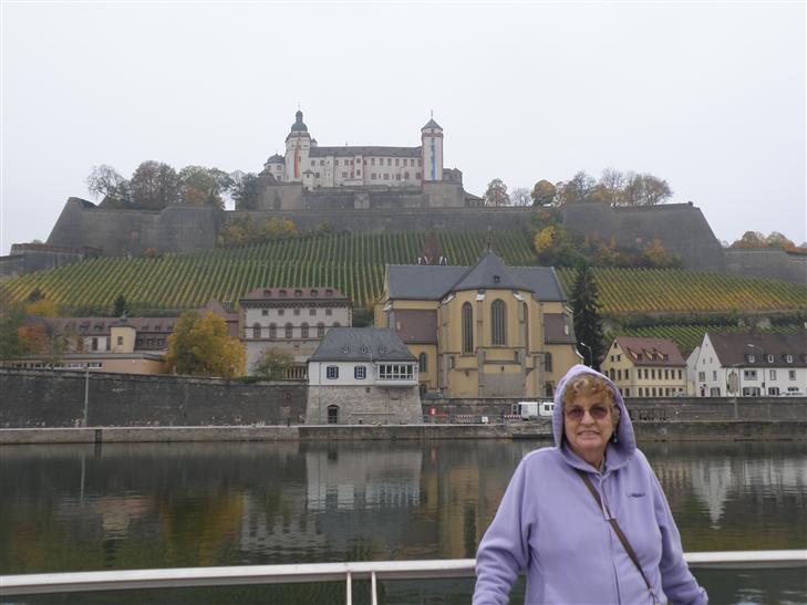 while cruising down the river.  Several castles looked like (and were called) upside down kitchen tables.  I was amazed by the steepness of the hillside the vineyards were planted on.