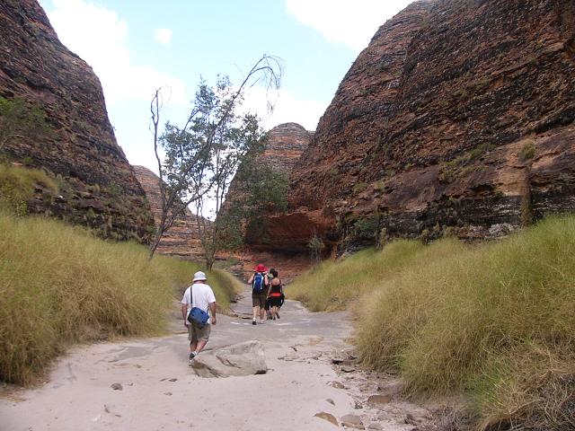 Walking along a path in the Bungle Bungle in 43C heat and I was carrying two backpacks. 