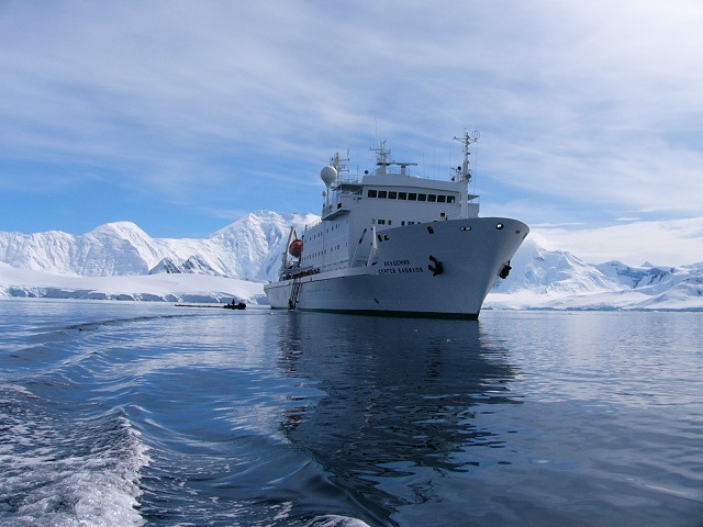 Our expedition ship, Akademic Sergey Vavilov, waiting while we were ashore. 