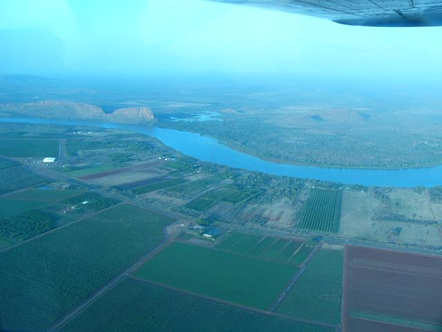 Part of the Ord River Irrigation Scheme at Kununarra as we flew back from Bungle Bungle. The Ord River was dammed to form a manmade lake called Lake Argyle. I had a photo of it but must have missed it when uploading these.