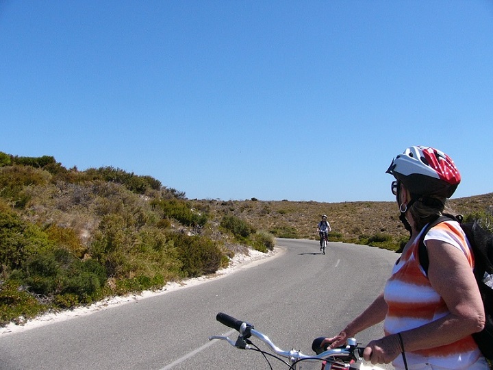 Kathy came flying around the bend. 