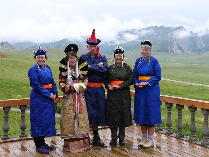 Okay, so we had to dress up in their national costumes and I DIDN'T get to don the Queen's robes. These are four of our group of nine with me, which was a nice number to be travelling with, plus our group leader.