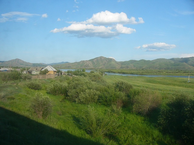 Our train crossed into Siberia and this is typical of the many small towns visible from the train close to the railway tracks. 