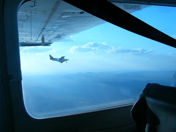 Overtaking our friends leaving the Bungle Bungle as our plane flew faster than theirs.