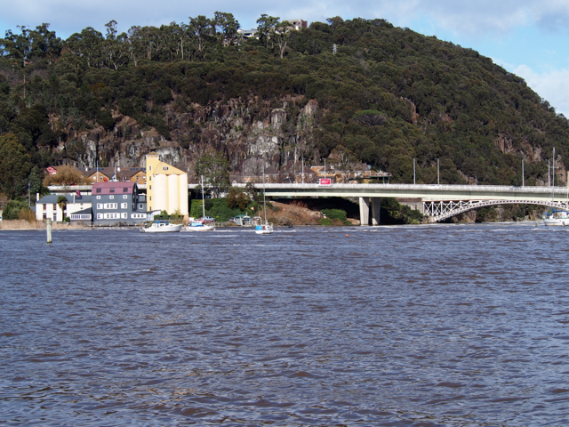 Taken from Royal Park on the eastern banks of the Tamar River.  Kings Bridge behind the first bridge