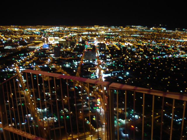 Here's the view from the top looking back at the city at night.