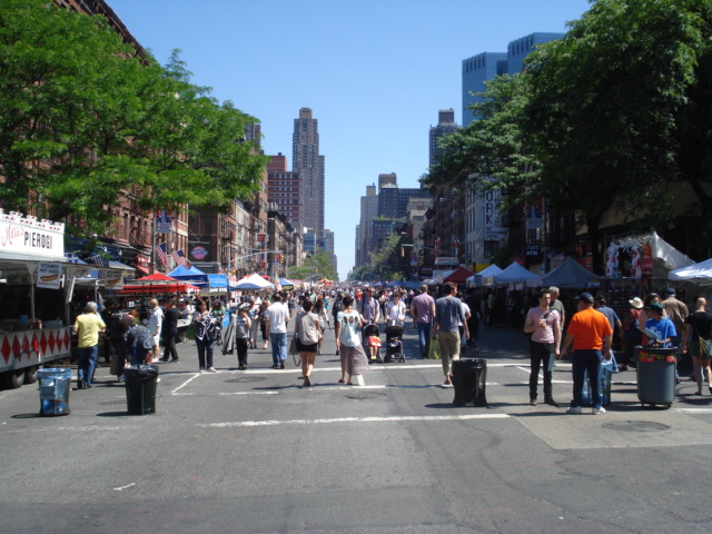 One Saturday they had street markets in the city. They blocked the road off to traffic. I couldn't believe it.