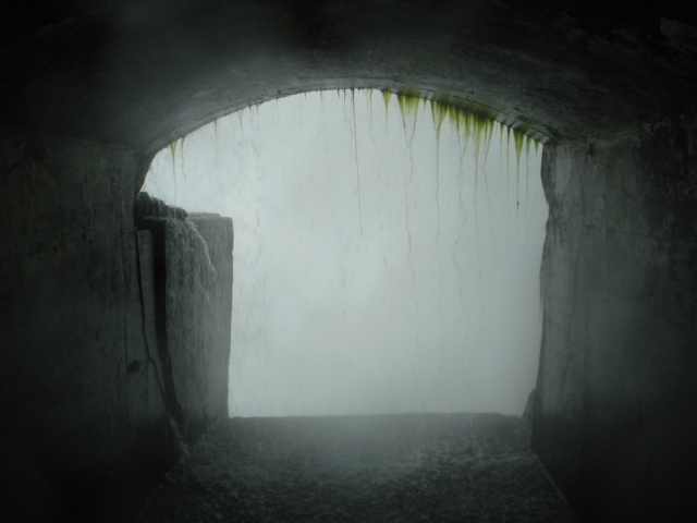 This is a tunnel that comes out behind the falls. The noise is quite loud and all you can see is a wall of white.