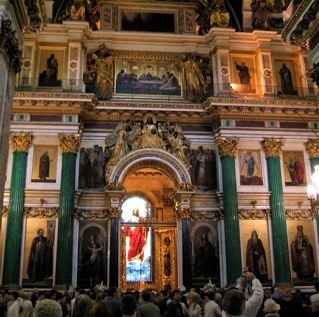 The altar inside St Isaacs Cathedral, St Petersburg.