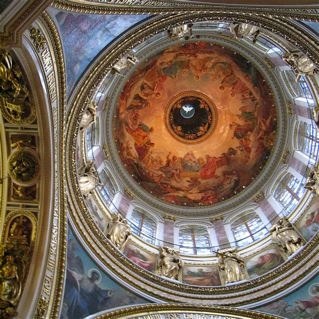 Inside the dome of St Isaacs Cathedral, St Petersburg.