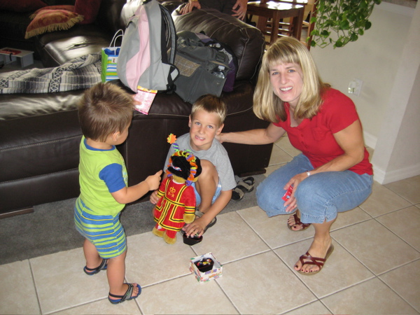 From left, Brandon (my little guy), Sten (Kathy's grandson), and Amy (Kathy's oldest daughter)