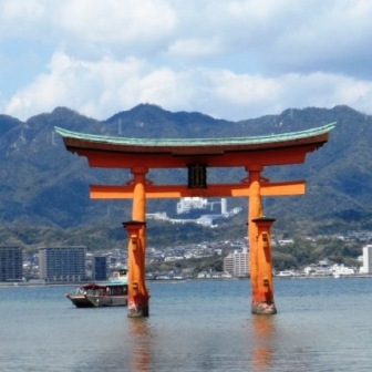 Great Tori Gate looking out from Miyajima Island