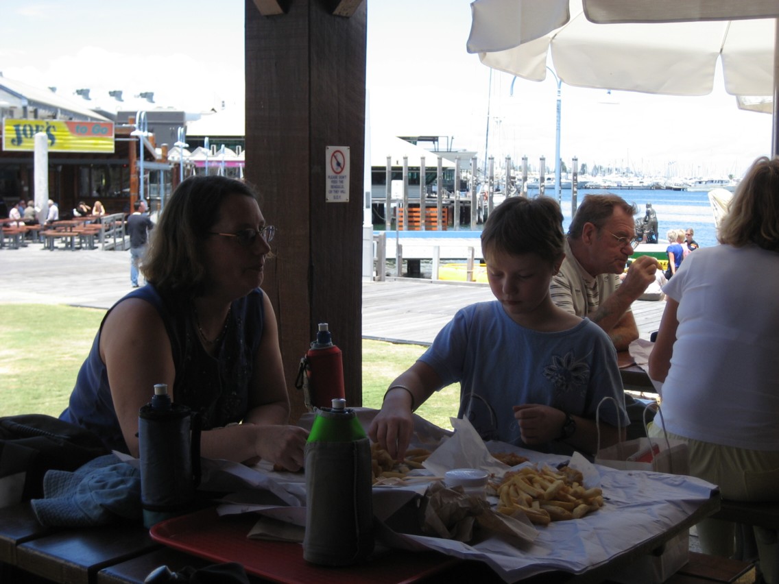 Fish and Chips at Cicerellos, Fremantle at the Fishing Harbour 21 November 2008