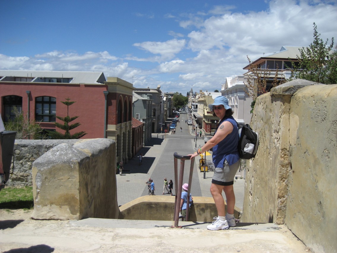 At the top of the steps at the Round House view down one of the streets in Fremantle 21 November 2008