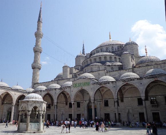 The outside of the Blue Mosque.