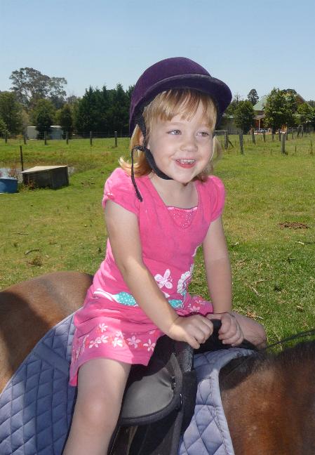 Laura riding Ned the pony.