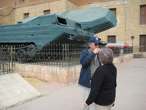 Bruce enjoys taking as much pictures as he can to cover the open hall of the military Museum of Cairo Citadel.
Cairo/Egypt-Jan.2008