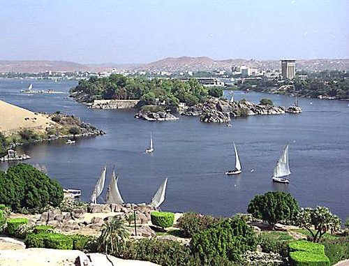 Nile river in Aswan Egypt.