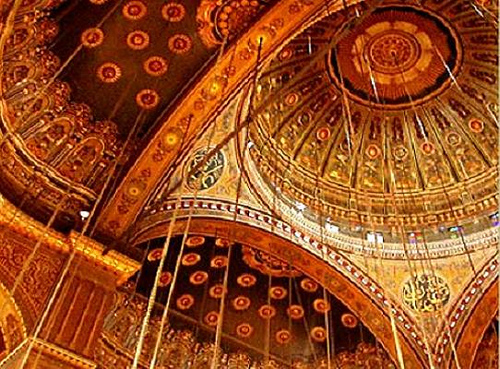 Inside view of Mohamed Ali Mosque in Cairo Egypt.