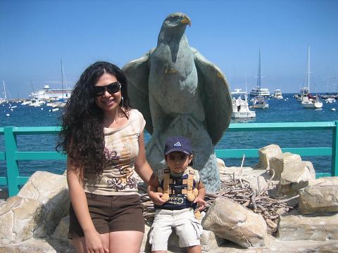 Kevin and his Mom on the shore of Catalina.