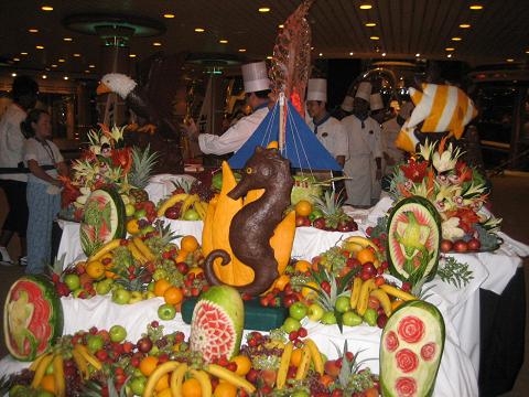 Choclate show and buffet on board of our cruise.